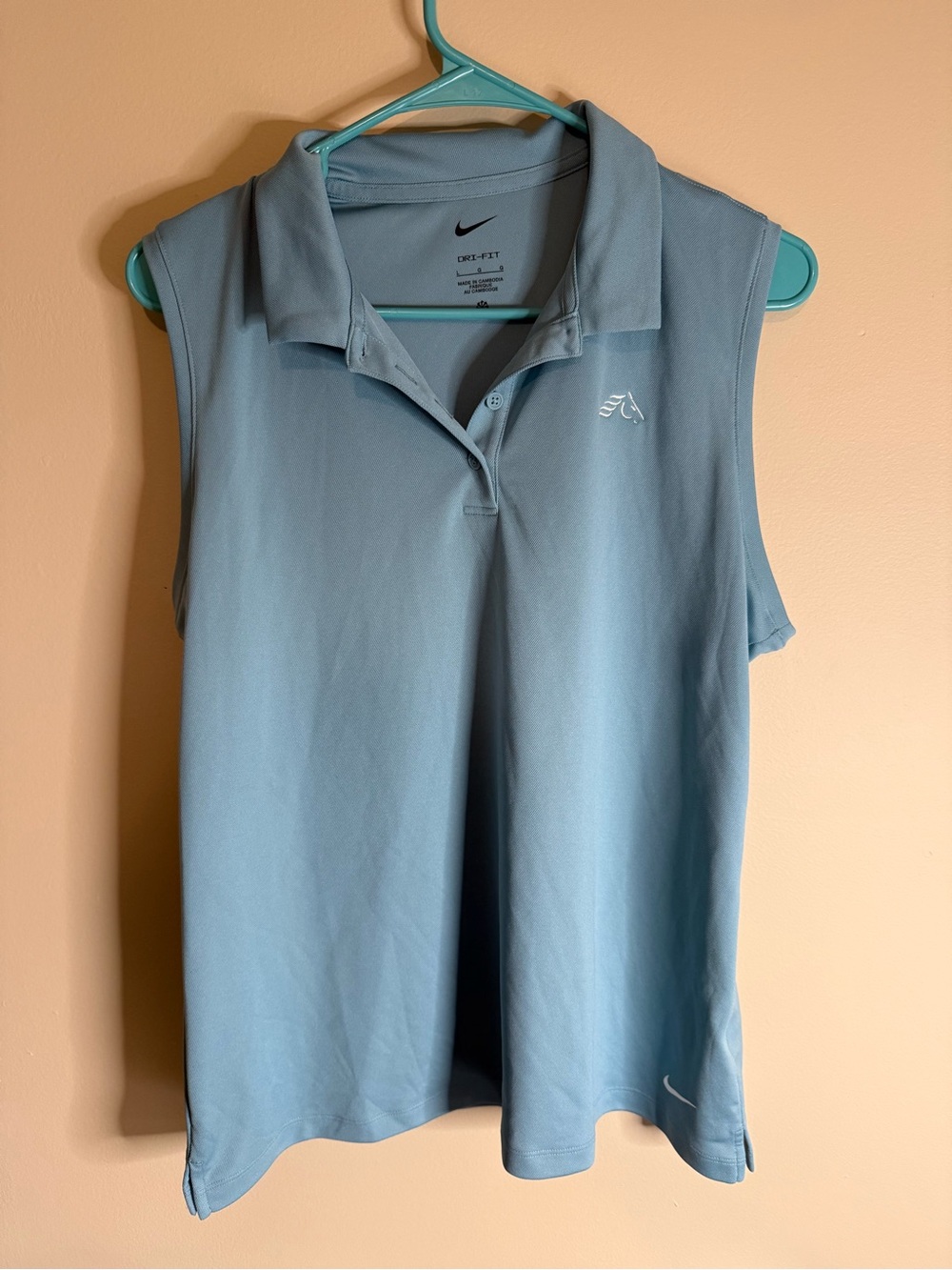 Nike Women's Light Blue Sleeveless Dri-FIT Polo